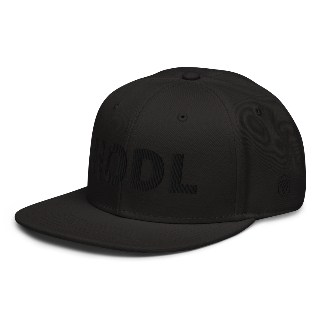 HODL snapback cap 3D Black side logo