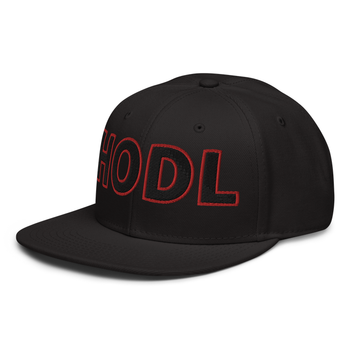 HODL snapback cap 3D Black Red rear logo