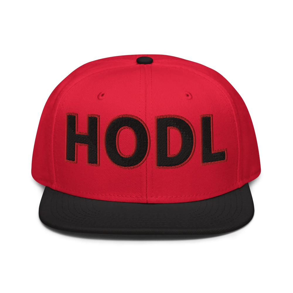 HODL Snapback-Cap 3D Black Red hinten Logo – Crypto Cap | HODL.ag