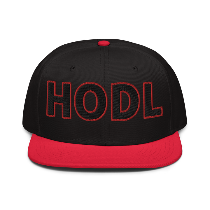 HODL snapback cap 3D Black Red rear logo