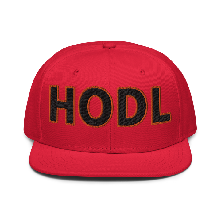 HODL Snapback Hat 3D Black Orange back logo