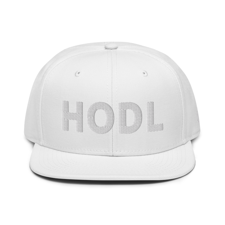 HODL Snapback-Cap 3D White seitl Logo