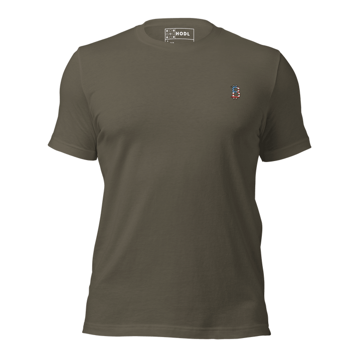 Bitcoin T-Shirt USA Edition – Left Chest Logo in Flat Embroidery