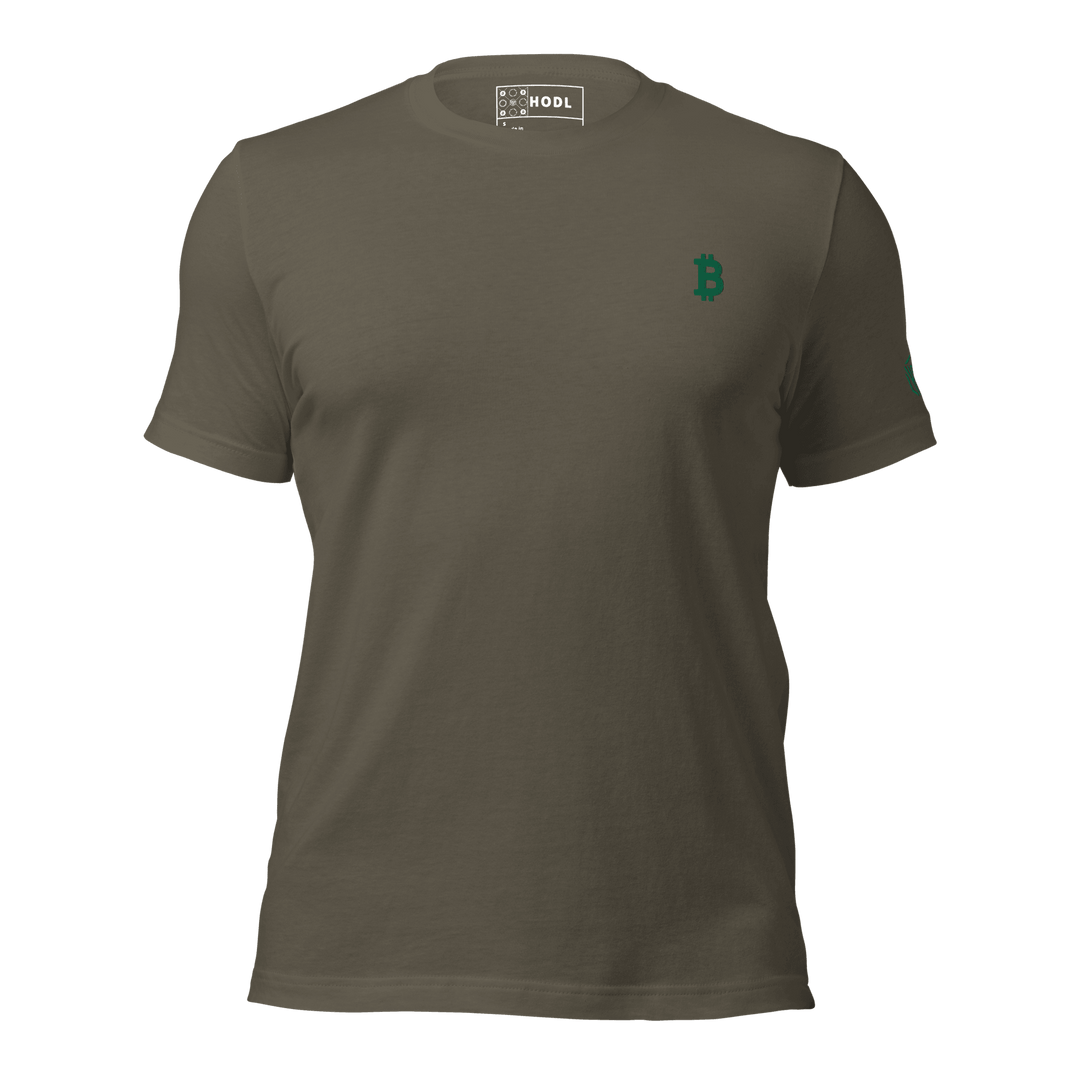 Bitcoin T-Shirt Green Embroidery unisex