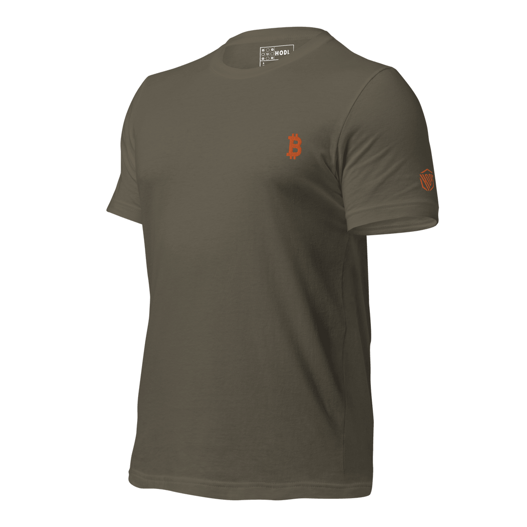 Bitcoin T-Shirt Orange Embroidery Unisex