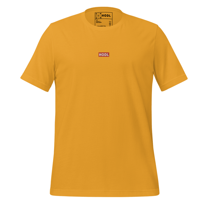 HODL Crypto Streetwear T-Shirt Red Box Baby Tag - HODL.ag