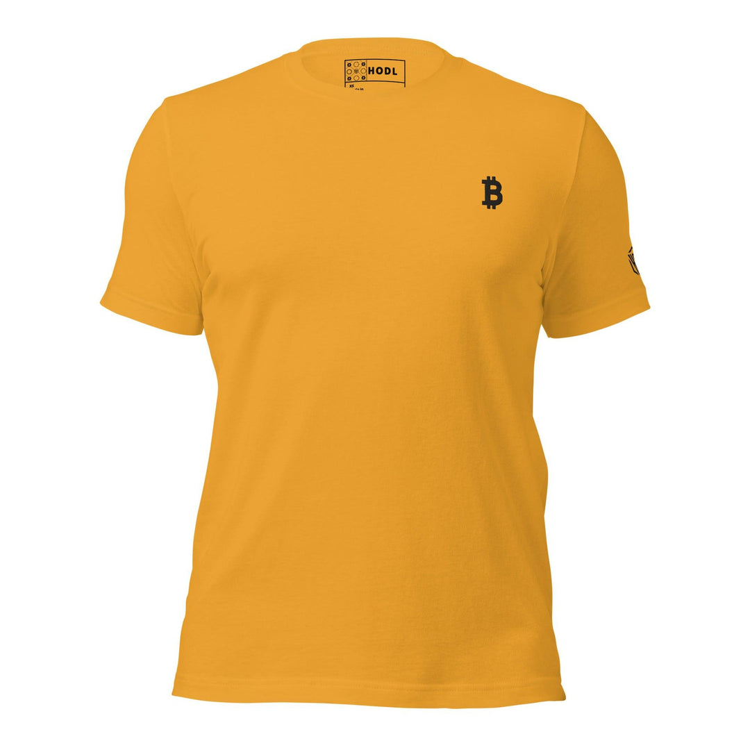 Bitcoin T-Shirt Schwarzer Flachstick Unisex