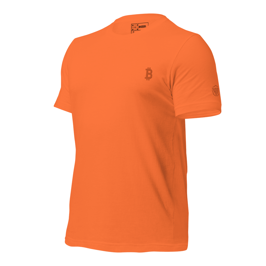 Bitcoin T-Shirt Orange Embroidery Unisex