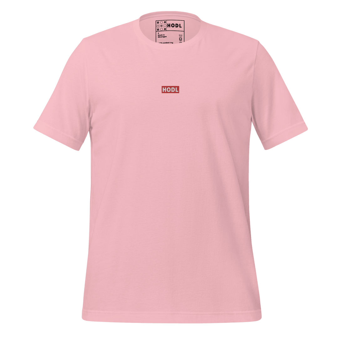 HODL Crypto Streetwear T-Shirt Red Box Baby Tag - HODL.ag