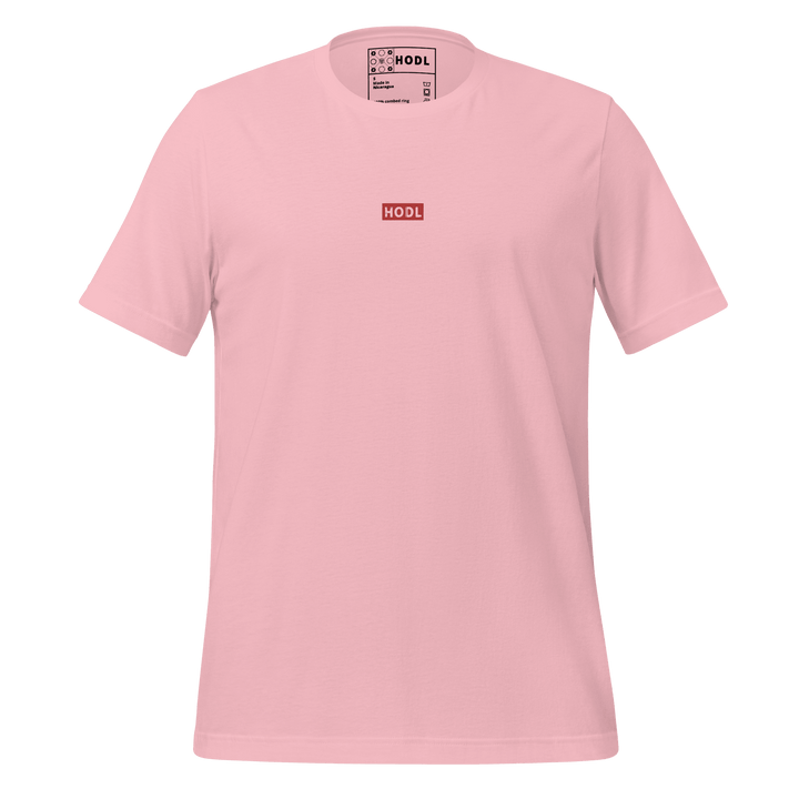 HODL Crypto Streetwear T-Shirt Red Box Clear Baby Tag - HODL.ag