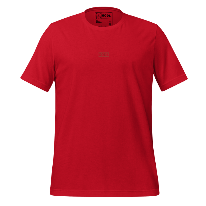 HODL Crypto Streetwear T-Shirt Red Box Clear Baby Tag - HODL.ag