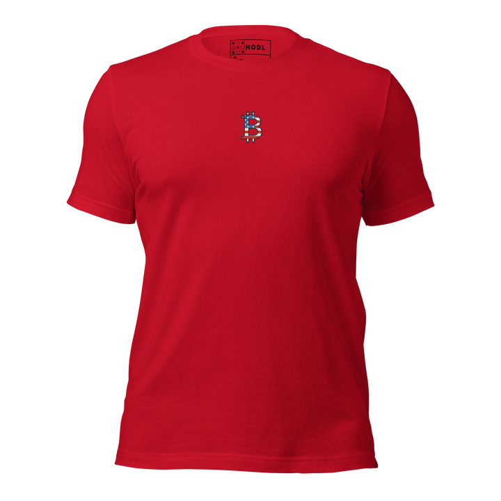 Bitcoin T-Shirt USA Edition – Centered Flat Embroidery