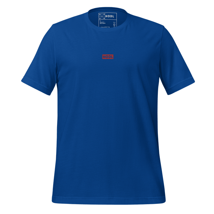 HODL Crypto Streetwear T-Shirt Red Box Clear Baby Tag - HODL.ag