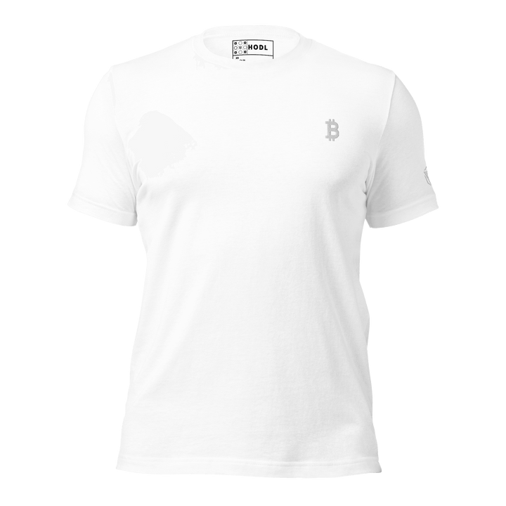 Bitcoin T-Shirt White Flat Embroidery Unisex