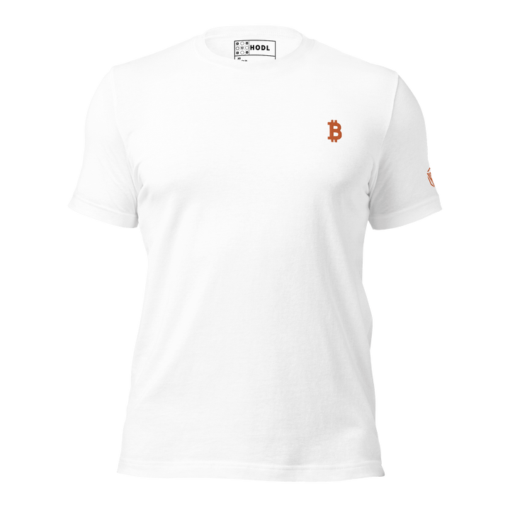 Bitcoin T-Shirt Orange Embroidery Unisex