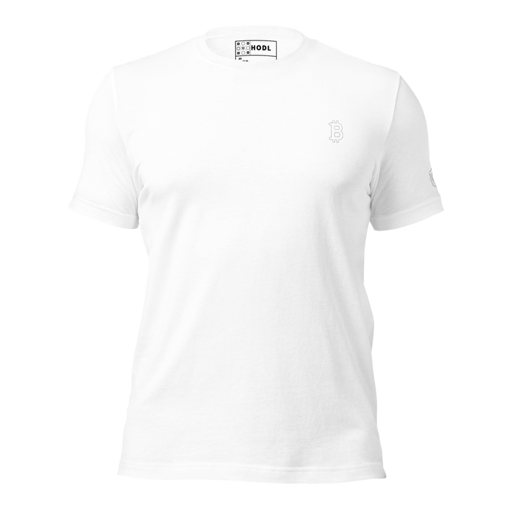 Bitcoin T-Shirt White Contour Embroidery